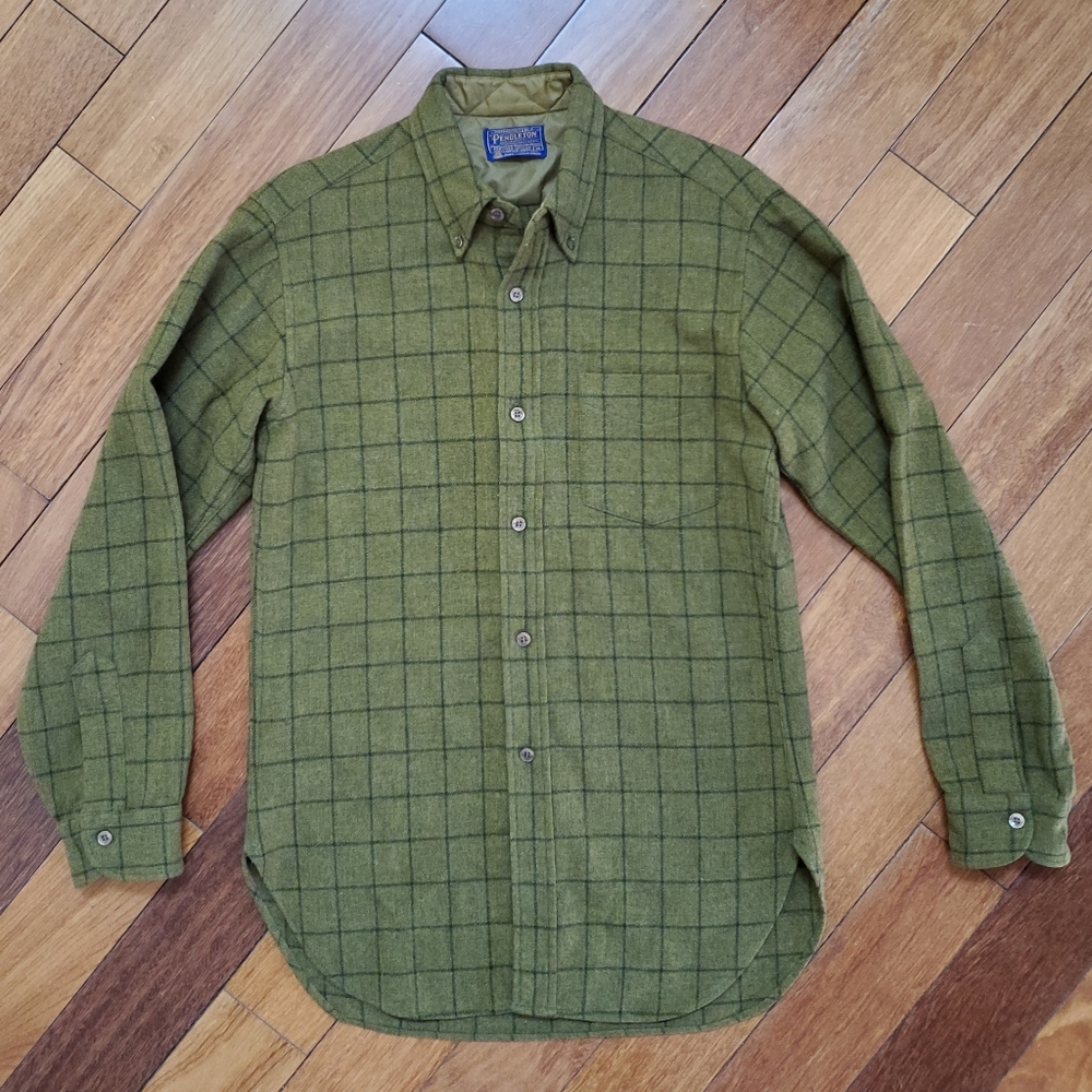 Vintage Pendleton Wool Shirt - Olive Green, Medium
